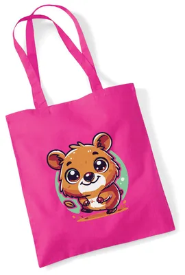 Produktbild von Huuraa Jutebeutel Quokka Comic 10 Liter Fuchsia Baumwolle Tasche Geschenkidee