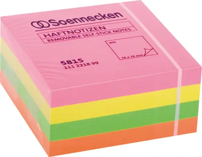Image de Soennecken Haftnotizwürfel 5815 75x75mm 400Blatt neonfarben