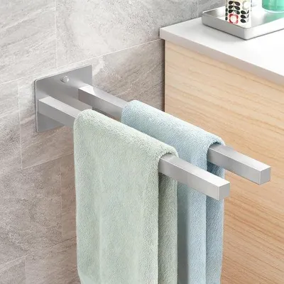 Zdjęcie produktu dla Wieszak na ręczniki - DTSG, srebrny - Nowoczesny design - Idealny do łazienki