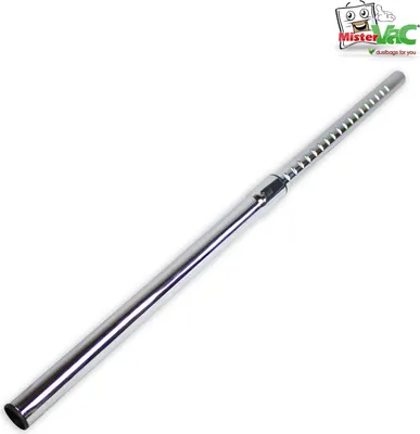 A silver vacuum cleaner extension tube is shown against a white background.