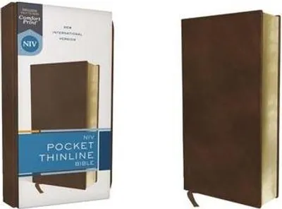 Produktbild von Niv, Pocket Thinline Bible, Leathersoft, Brown, Red Letter, Comfort Print