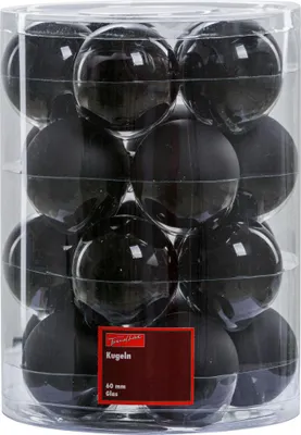 Produktbild von TrendLine Weihnachtskugeln aus Glas Ø 6,0 cm schwarz 20 Stück