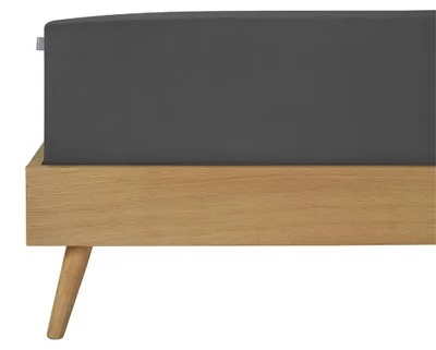Produktbild von SCHIESSER Spannbettlaken Elli | Einfarbig | 97/3 | 97 % Baumwolle, 3 % Elasthan | 100x200 cm (geeignet für Matratzen 90x190 cm bis 100x220 cm, Matratzenhöhe bis 25 cm) | Dunkelgrau