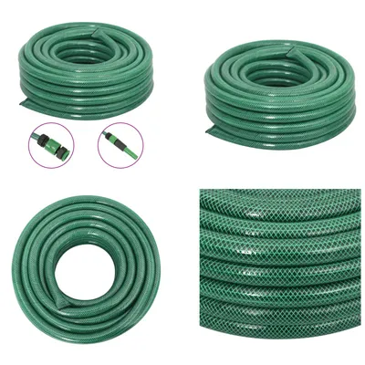 Image de vidaXL Tuyau d'arrosage avec raccords vert 0,9" 100 m PVC - Tuyau d'arrosage - Tuyaux d'arrosage - Tuyau d'eau - Tuyau PVC