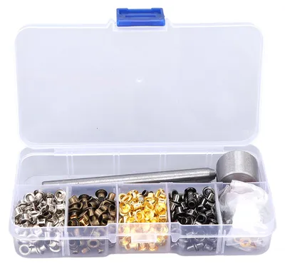 Produktbild von 400 Stück ösen, 3 mm, verkupfertes Metall, ösen-Set mit Aufbewahrungsbox zur änderung von Kleidung