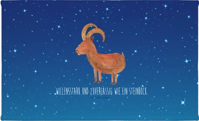 Produktbild von Mr. & Mrs. Panda Flauschtuch Sternzeichen Steinbock - Sternenhimmel Blau - Geschenk, Handtuch 50x100, Steinböcke, Geburtstag Dezember, kleines, gesichtshandtuch, Bock