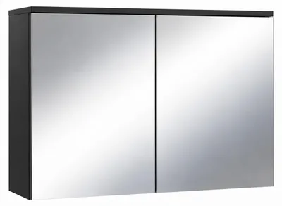 Image de Meuble a miroir Toledo 80 x 60 cm Noir mat - Miroir armoire miroir salle de bains verre armoire de rangement