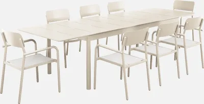 Produktbild von sweeek - Ausziehbarer Aluminium-Gartentisch mit 8 Textilene-Stühlen - Beige