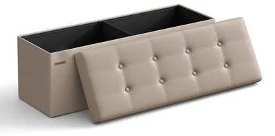 Produktbild von SONGMICS Sitzhocker mit Stauraum, klappbare Sitzbank, 38 x 110 x 38 cm Fußbank, Aufbewahrungsbox, bis 300 kg belastbar, für Wohnzimmer Schlafzimmer Flur, Kamelbraun LSF070K03
