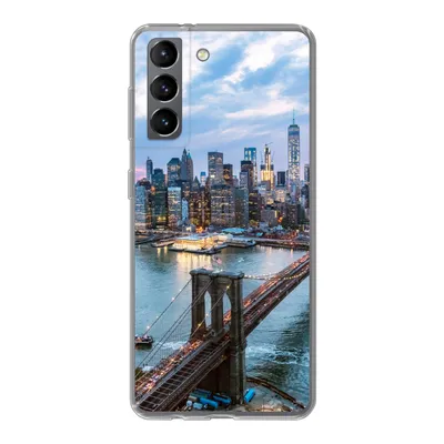 Produktbild von MuchoWow® Handyhülle Schutzhülle Hülle für Samsung Galaxy S21 New York - Brooklyn Bridge - Boot Silikon Softcase Handy Hülle - Softcase