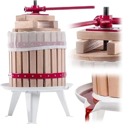 Produktbild von Obstpresse, Weinpresse 12 Liter, Manuelle Saftpresse mit Handkurbel, Obstmühle, Fruchtpresse, Entsafter für Weintrauben, Maischepresse, Traubenmühle