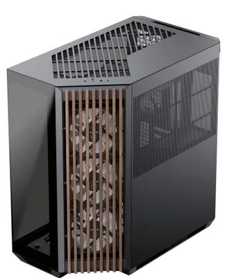 Image de APNX V1-W-BK-v3, boîtier tour, (verre trempé x 2, revêtement en bois)