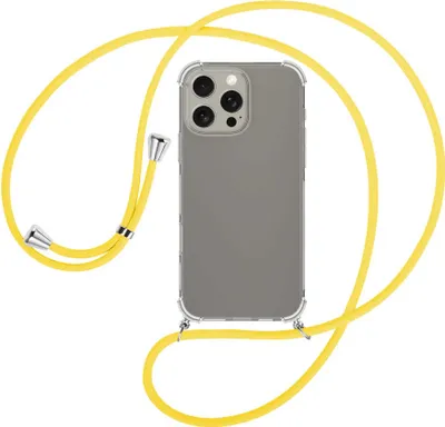 Produktbild von Handykette Backcover-Schutzhülle mit Band (Metall silberfarben) für iPhone 16 Pro Max - gelb