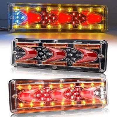 Obrázek produktu pro LED zadní světla pro přívěsy, 24 V, 46 LED diod, multifunkční, pro nákladní automobily a přívěsy, s blinkry a dynamickým směrovým ukazatelem.