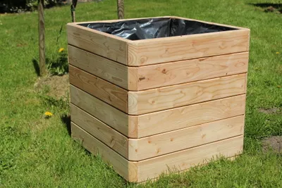 Produktbild von Massiver Pflanzkasten Mammut aus Lärchenholz natur Blumenkasten Blumentopf Pflanzkübel Kräutertopf Größe: 58x58x57 cm