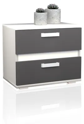 Imagen del producto de duehome -Mesita de noche de 2 cajones 60x40 cm Ataneq