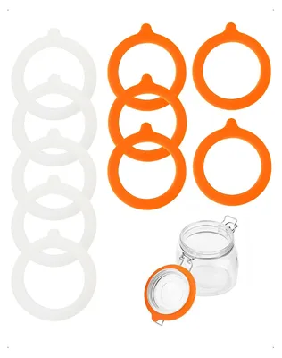 Silikon-Dichtringe 10er-Set, 95x70mm, für Weckgläser, Weiß/Orange