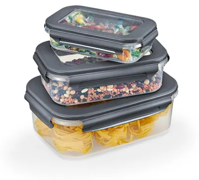 Produktbild von GOURMETmaxx Klick-it Aufbewahrungsdosen 3er-Set, 600/1500/3000 ml, tropfsicher, gefrierschrankfest