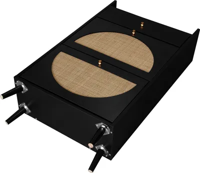 Produktbild von okwish Schuhregal Länge 60 cm Schuhschrank  mit doppeltes Regal  Rattan-Optik austauschbare Türen Schuhkommode ohne Rückwand  geeignet für Flure Schwarz