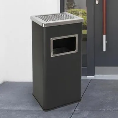 Produktbild von Standaschenbecher rechteckig Mülleimer Aschenbecher Säule schwarz
