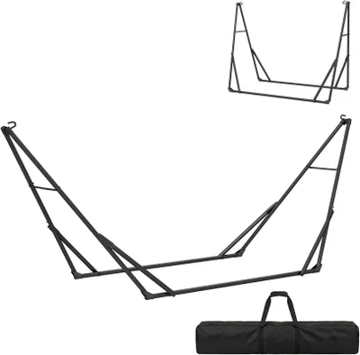 Produktbild von H?ngemattengestell klappbar verstellbar aus Stahl, 290 cm, bis 120 kg, Schwarz