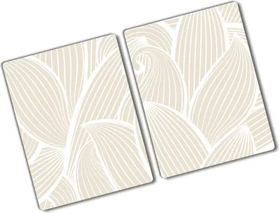 Produktbild von Tulup Glas Herdabdeckplatte - 2x40x52 cm - Glaskeramikkochfeld-Abdeckung Spritzschutz Glasabdeckplatte Kochplattenabdeckung und Schneidebrett - Zweiteilig - Blumen & Pflanzen - Blätter Muster - Beige