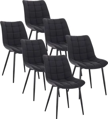 Produktbild von WOLTU 6 x Esszimmerstühle, mit Sitzfläche aus Stoffbezug, Dunkelgrau