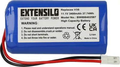 Produktbild von EXTENSILO Akku kompatibel mit iLife V3s, V5, V5s, V3 Staubsauger (3400 mAh, 11,1 V, Li-Ion)