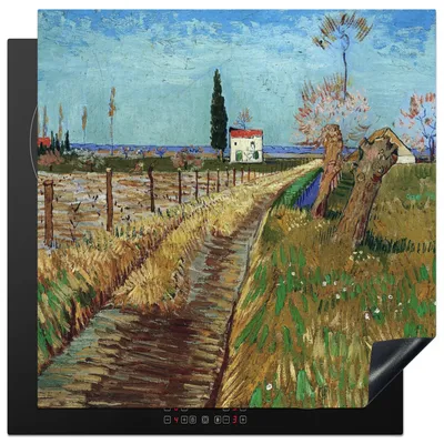 Produktbild von KitchenYeah© Herdabdeckplatte Weg durch ein Weidenfeld - Vincent van Gogh , 78x78cm, Küche Deko, Glaskeramikkochfeld Herdabdeckung, Abdeckplatte fùr Kochfeld