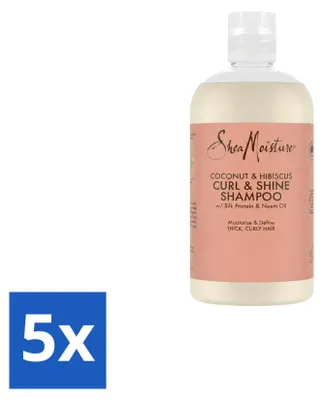 Zdjęcie produktu dla 5 sztuk szamponu Coconut & Hibiscus Curl & Shine marki Shea Moisture, 384 ml - zestaw ekonomiczny