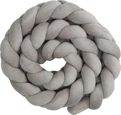 Image de Coussin décoratif Famanu, 150 cm - tressé, en peluche, gris