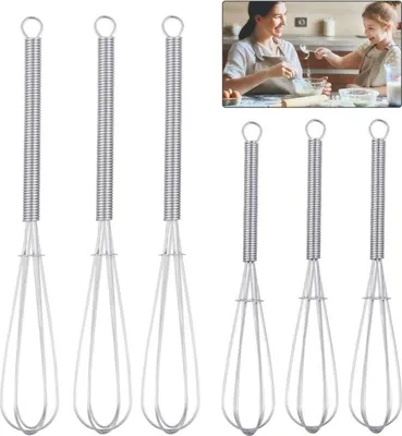 Image de Opopark Set de 6 fouets en acier inoxydable 13cm et 18cm, Fouet professionnel Fouet ballon Mini fouet