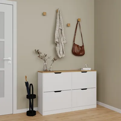 Produktbild von Skye Decor, Duru - 1600-150, Schuhschrank, Mattweiß, 100% MELAMINBESCHICHTETE SPANNPLATTE, 120,5 x 30 x 79,2 cm