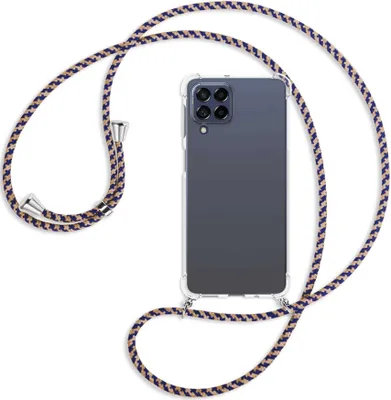 Produktbild von Handykette Backcover-Schutzhülle mit Band (Metall silberfarben) für Samsung Galaxy M53 5G - blau+beige