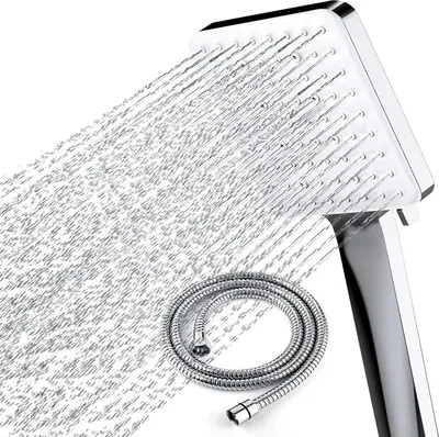 Produktbild von Handbrause Duschkopf mit Schlauch Filter Duschbrause 1.5M Duschschlauch(Einhand-Einstellung Druckerhöhend), Handbrause Regendusche mit 6 Strahlarten