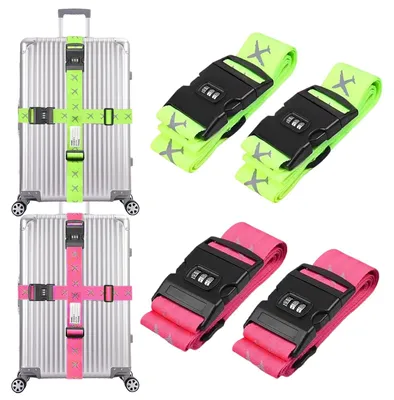 Imagen del producto de 4 correas ajustables para equipaje con candado numérico