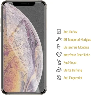 Produktbild von 1x 9H Hartglas für iPhone XS Max Panzerfolie Displayschutz Schutzglas MATT Panzerglas Schutzfolie Anti Reflex Entspiegelt