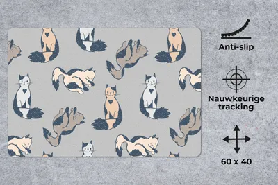 Produktbild von MuchoWow® Schreibtischunterlage Muster - Katze - Herz - Jungen - Mädchen - Kinder - Kind 60x40 cm - XXL Mauspad - Großes Mauspad