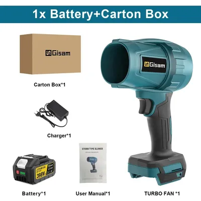Immagine prodotto di Soffiatore a batteria - Turbo Jetfan - Motore brushless - Velocità dell'aria 200 m/s - Sistema a batteria da 18 V - Con 1 batteria - Set 1