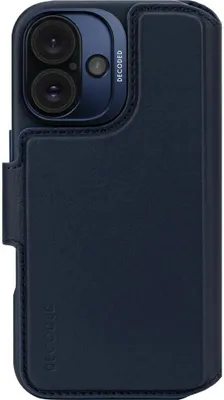 Immagine prodotto di Custodia MagSafe per Apple iPhone 16 - Cover portafoglio Decoded in vera pelle 2-in-1 - Navy