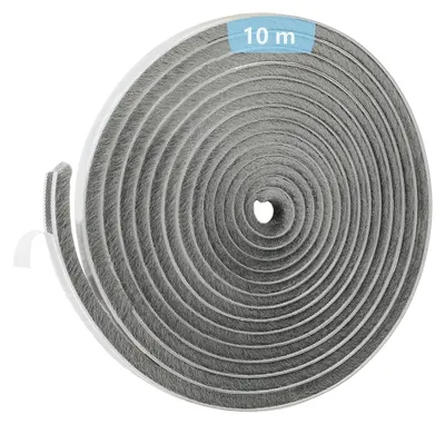 Zdjęcie produktu dla Taśma uszczelniająca drzwi przesuwnych samoprzylepna 10 m 9 x 9 mm szara - uszczelka przeciwprzeciągowa - do okien i szaf - przed przeciągiem