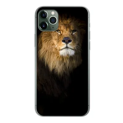 Produktbild von MuchoWow® Handyhülle Schutzhülle Hülle für iPhone 11 Pro Max Löwe - Licht - Schwarz - Porträt Silikon Softcase Handy Hülle - Schutz