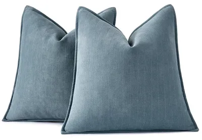Obrázok produktu pre Poťahy na vankúše 50x50 cm, tmavomodrá farba, materiál chenille, sada 2 kusov