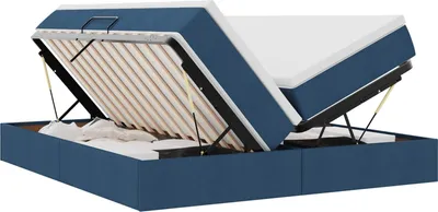 Produktbild von vidaXL Aufbewahrungsbett mit Matratze Blau 200 x 200 cm Polyester