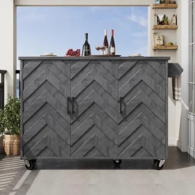 Produktbild von Kücheninsel, Buffetschrank,Servicewagen, mobile Kücheninsel, ausziehbarer Küchenwagen mit Rädern, mit Handtuchhalter 118*45(75)*92cm