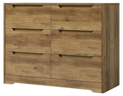 Produktbild von Kommode mit 6 Schubladen, Sideboard aus Holz für Schlafzimmer, Wohnzimmer und Flur, 108 x 82,5 x 39 cm