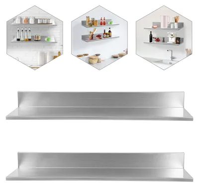 Immagine prodotto di Mensola a parete, acciaio inossidabile, design a due livelli, argento