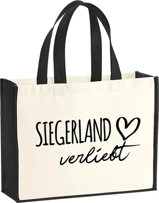 Produktbild von Huuraa Jutetasche Siegerland verliebt 21 Liter Black Jute und Baumwolle Einkaufstasche Geschenkidee