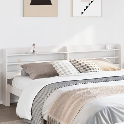 Produktbild von Möbel Kopfteil mit Ablagen Weiß 180 cm Massivholz Kiefer - Kopfteile &42280