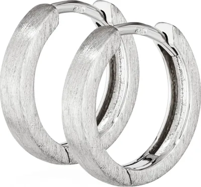 Produktbild von Paar 925er Sterlingsilber Klappcreolen Ohrringen 14mm Matt Anlaufgeschützt 4808
